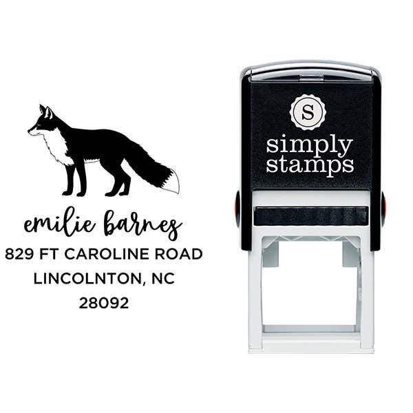 Red Fox Custom Animal Return Address Stamp Body and Design