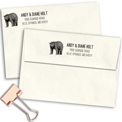 Brown Bear Custom Animal Return Address Stamp - alternate view