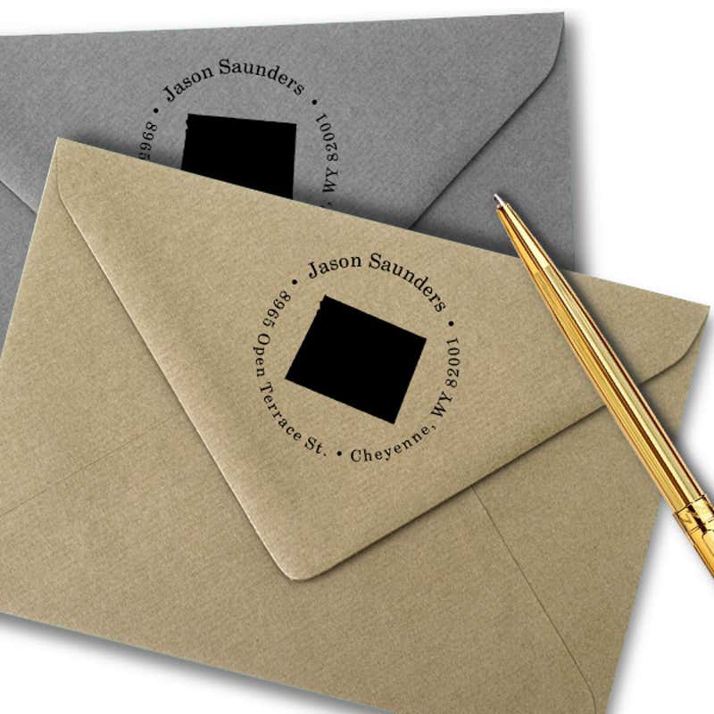 Wyoming Round Address Stamp Imprint Example