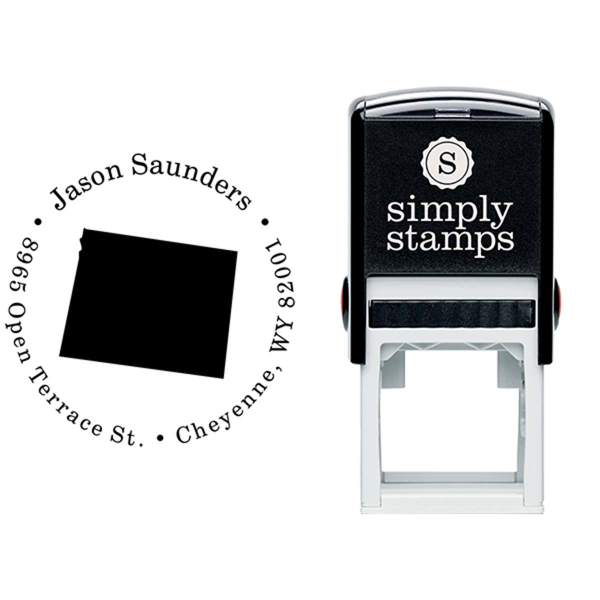 Wyoming Round Address Stamp Body and Design