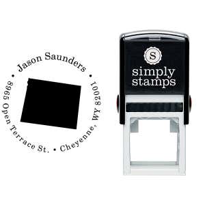 Wyoming Round Address Stamp Body and Design