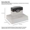 View of a MaxLight stamp showing body dimensions: 3-1/2" tall x 3-1/2" deep x 4-1/2" wide