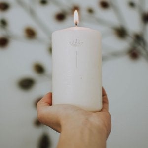 Candle stamped with a custom design