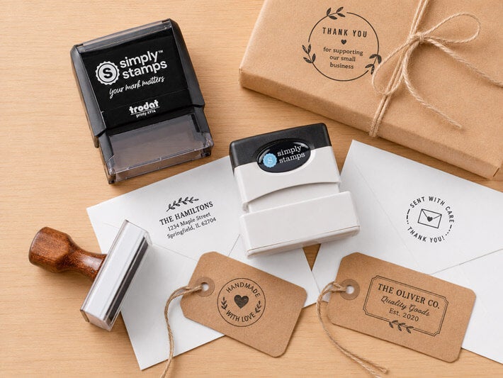 Selection of Rubber Stamps on a Table