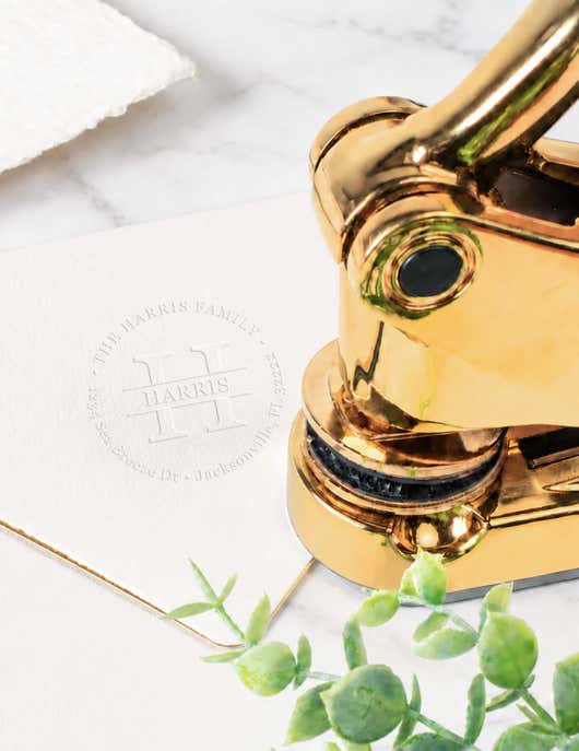 Luxury embosser on an envelope
